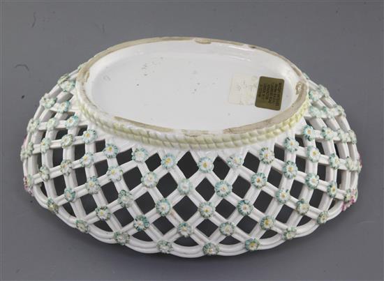 A large Derby oval basket, c.1760-5, l. 27.5cm